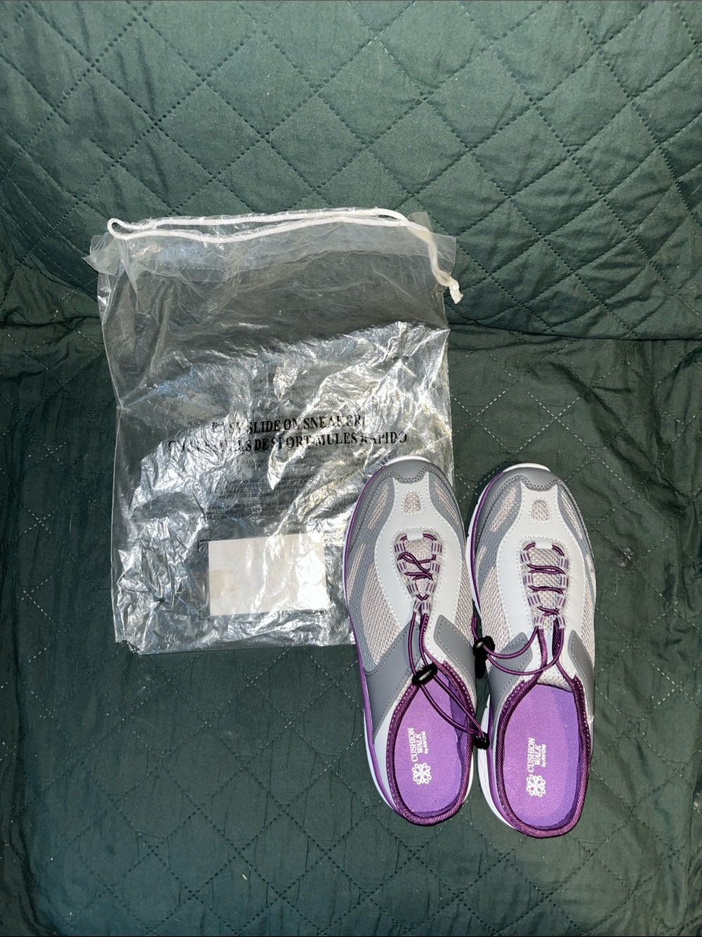 Avon Gray and Purple Women's Slip-On Sneakers